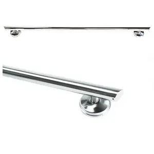 Grabcessories™ Decorative 32 inch Straight Grab Bar w/ Angled Ends, Multiple Rubber Nubby Grips