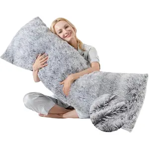 Fluffy Full  Pillow for Adults 20x54 Long Big  Pillow Cover Pillowcase with Memory  for bed Grey  Cuddle Snuggles  Pillows for Sleeping Side Sleeper Pillows for Adults