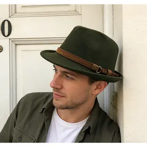 Retro Unisex Wool Fedora, British Style Wide Brim Jazz Hat, Minimalist Classic Gentleman Hat