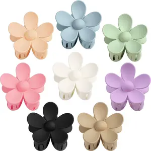 Flower Hair Clips, 8 count Large Claw Clips for Women Thick Thin Hair, Big Cute Matte Hawaiian Flower Hair Claw Clips for Women Girls Styling Gifts 8 Colors