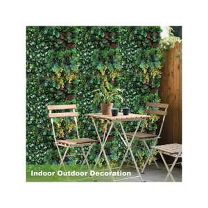 Green - 6 pieces Artificial Grass Wall Panels,20"X 20" 6Pcs Boxwood Wall Panels With Mint Plant Leaves And Zip Ties, Faux Greenery Privacy Fence Screen,Grass Backdrop For Outdoor Indoor Garden Birthday Wedding Decor