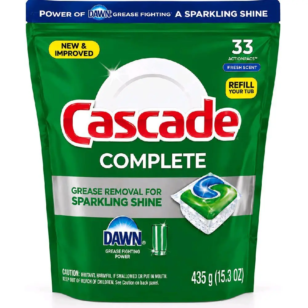 Cascade Complete Dishwasher Detergent ActionPacs Fresh Scent, 33 Count, 15.3 oz (435 g)