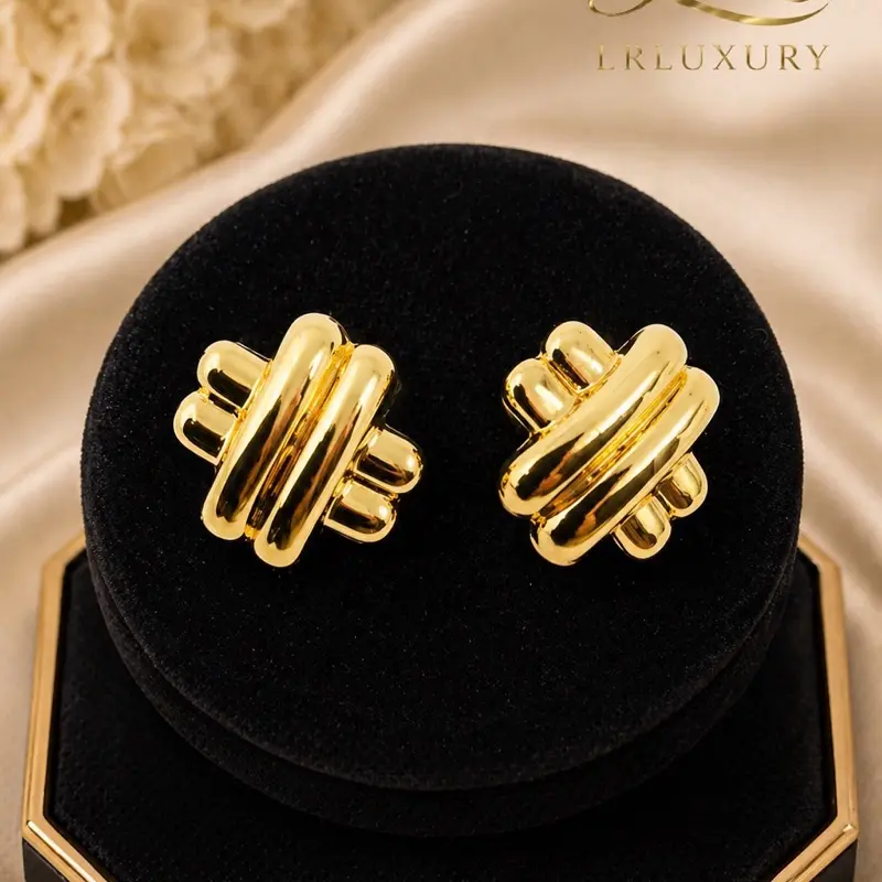 135 Gold Knot Stud Earrings 14K Laminated – Bold Luxury Daily Wear