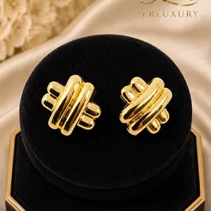 135 Gold Knot Stud Earrings 14K Laminated – Bold Luxury Daily Wear