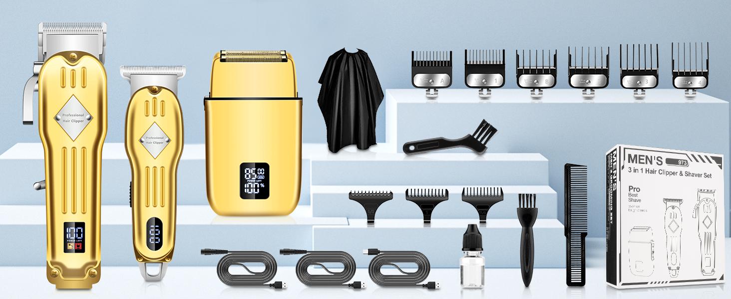 Professional Hair Clippers and Trimmer Set for Men, Beard Trimmer & Foil Shaver Kit, Cordless Mens Clippers and Grooming Kit for Hair Cutting, Beard Styling, Home, Barber