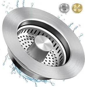 304 Stainless Steel 3-in-1 Kitchen Sink Drain Strainer, Anti-Clog and Deodorizing Basket, Fits US Standard 3-1/2 Inch Drains, High-Quality Sink Plug