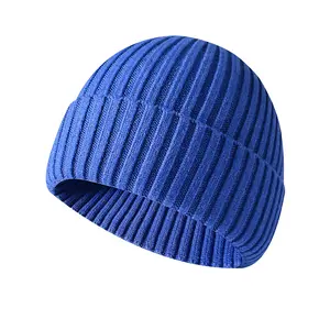 Thick Knitted Hat for Men Warm Woolen Cap 23cm Wide 20.5cm High 7.3cm Flange for Autumn Winter Outdoor Sports Cycling Cold Weather Headwear