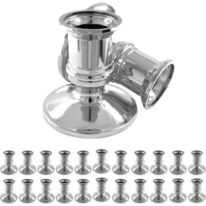 24Pcs Silver Taper Candle Holders, Candlestick Holders Only for Flameless LED Candle Decorative Pillar Candle Holder for Christmas Wedding Anniversary Dinner Party