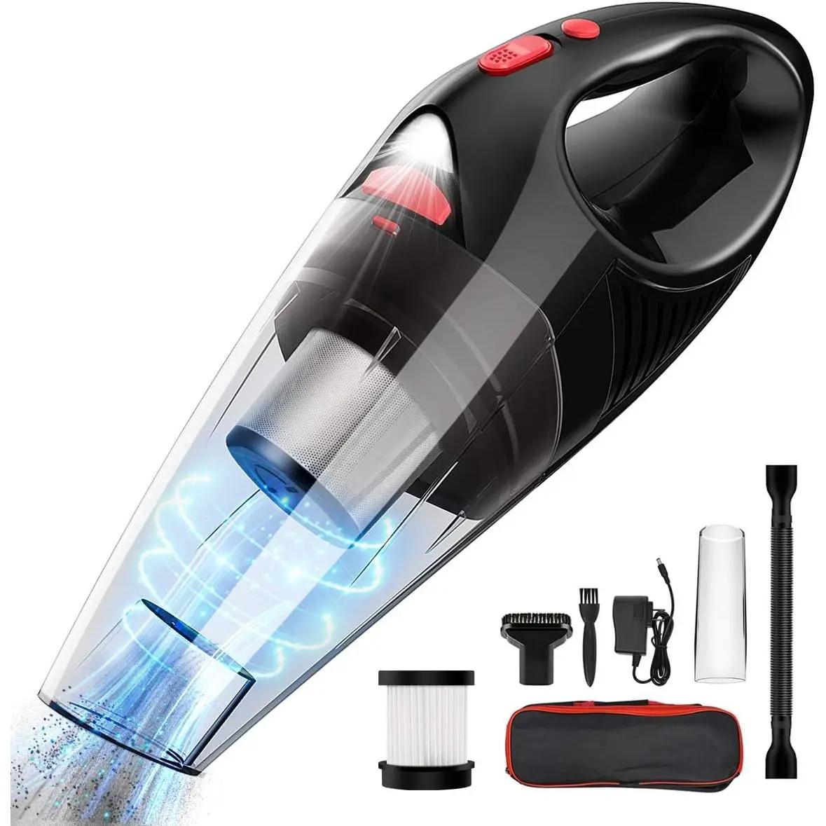 Lightweight Cordless Vacuum Cleaner, 4000PA Strong Suction, LED Light Compact Handheld Vac, USB Port Rechargeable, Lithium Battery, Washable Filter, Portable Wet Dry Car Vacuum for Home & Car Use