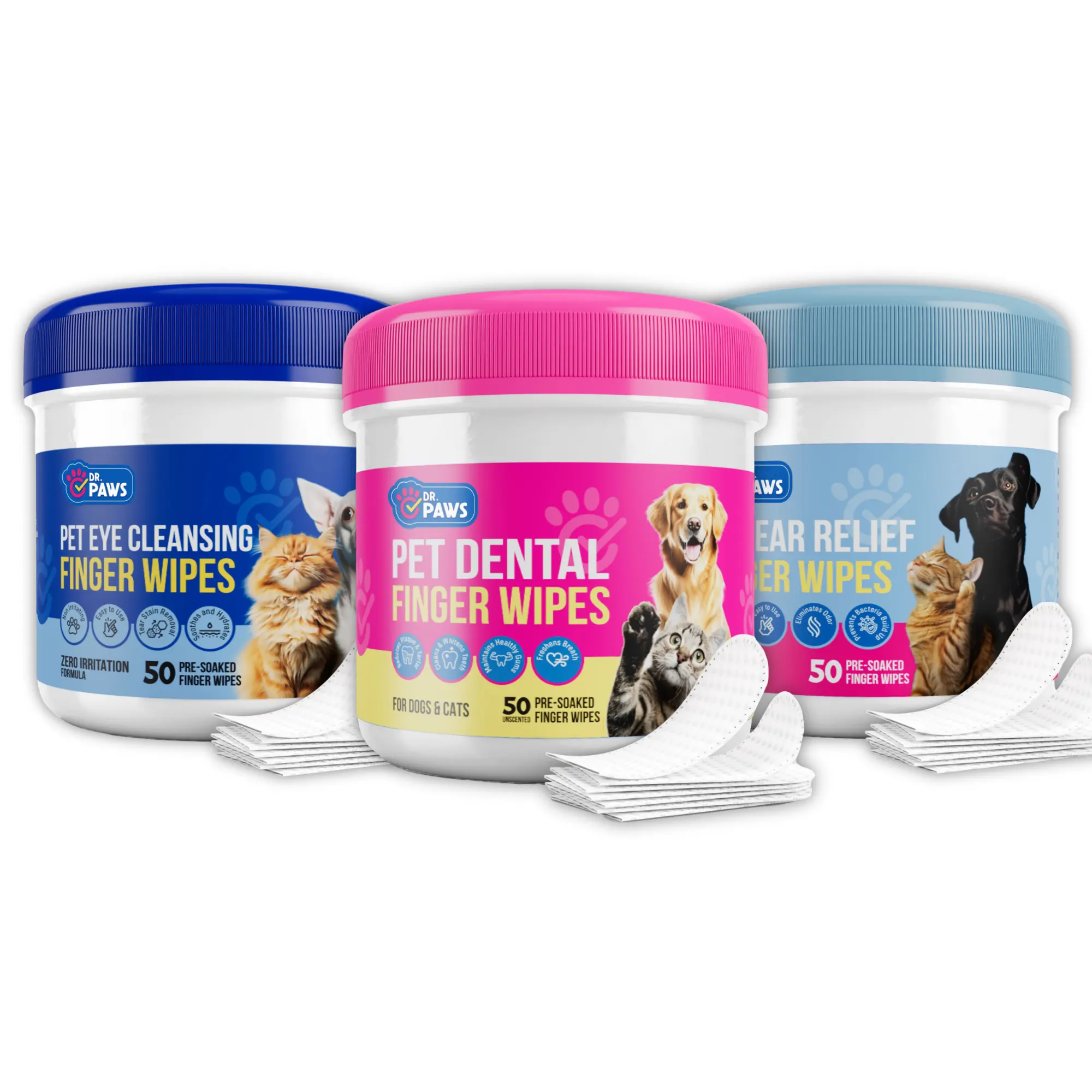 3 Pack - Dental Wipes, Ear Wipes, & Eye Wipes