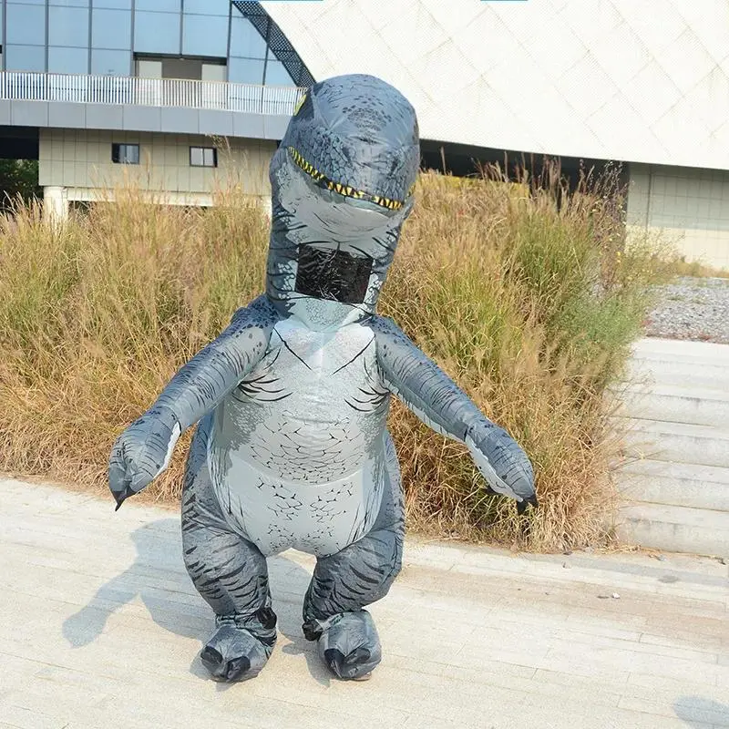 Adult Inflatable Dino Costume - Velociraptor/Tyrannosaurus Rex, Polyester Zipper Design, Funny Walking Cosplay Suit for Halloween, Birthday, Carnival, Set