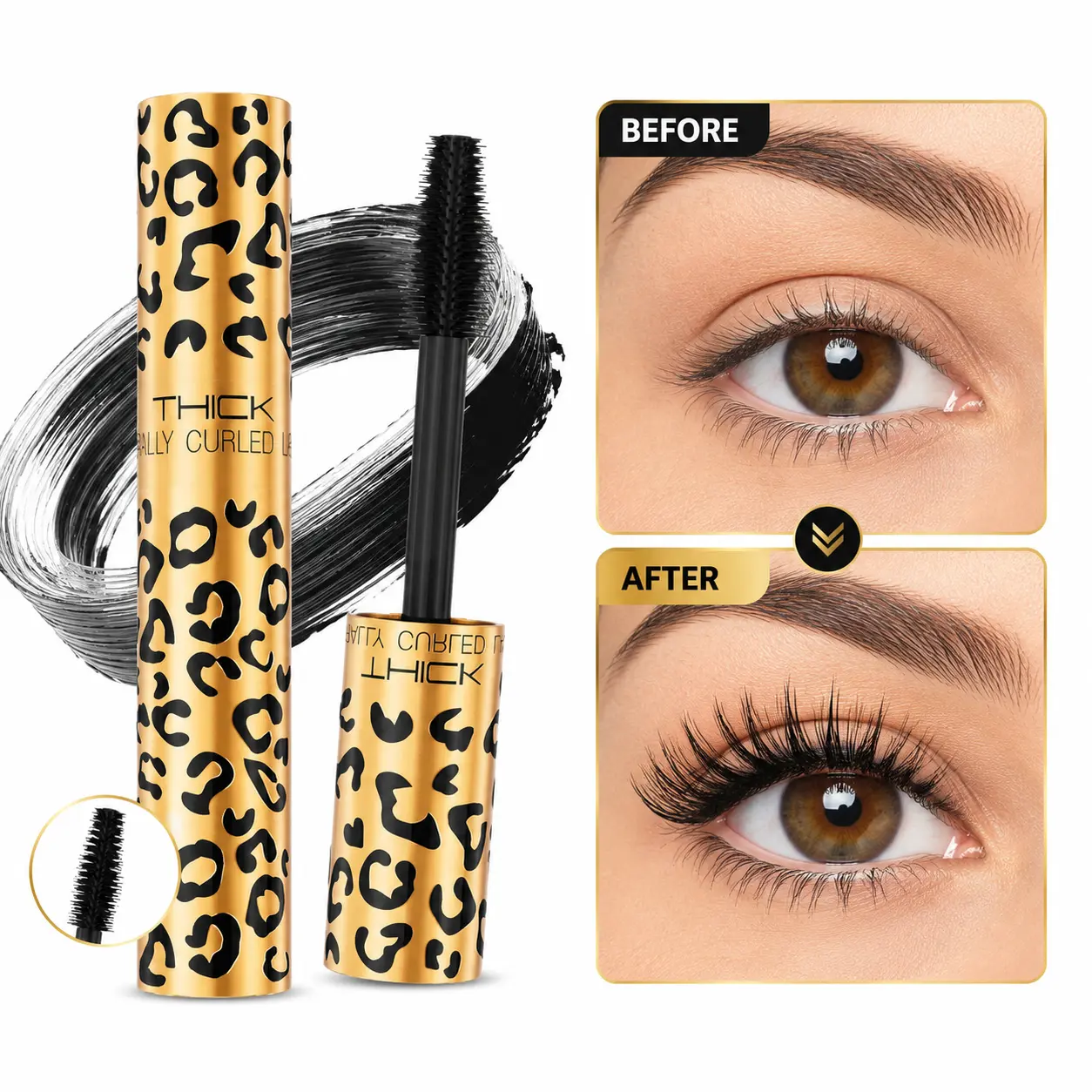 Micro Thin Brush Mascara Lift Tiny Inner Corner Lashes 24H Hold Smudge Free Natural Thick Eyelash Makeup