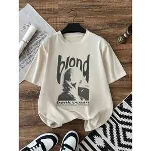 Women's Blond T-shirt, Vintage Graphic Tee, Casual Loose Short Sleeve T-shirt for Daily Wear, Ladies Clothes for All Seasons, Top