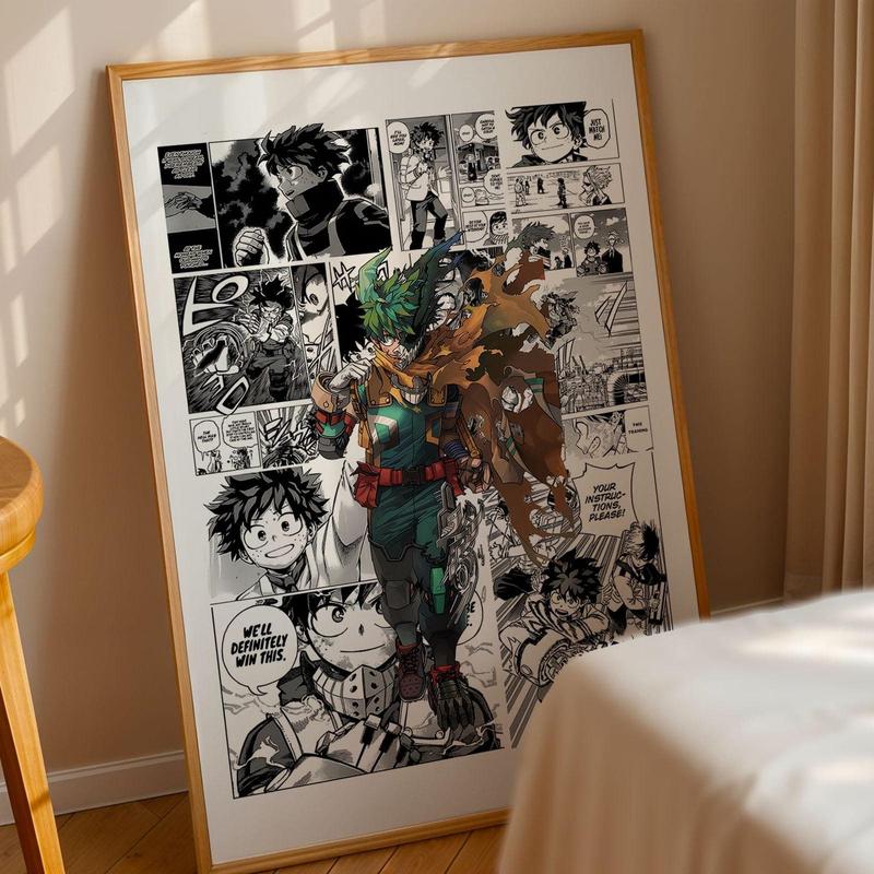 My Hero Academia Deku Midoriya Izuku Manga Panels Poster: Anime Print, Anime Satin Poster