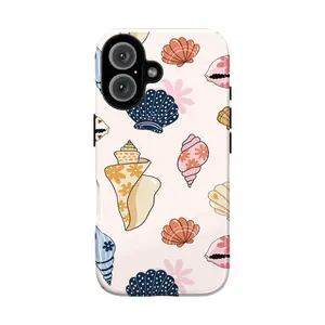 Waves, Shells, and Solitude – Coastal Tough Case with Boho Seashell Art for iPhone 17 Pro Max 17 Air 17Pro 16 15 14 13 12 11 Pro Max & Samsung Galaxy
