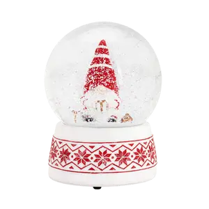 Musical Gnome with Present Snow Globe