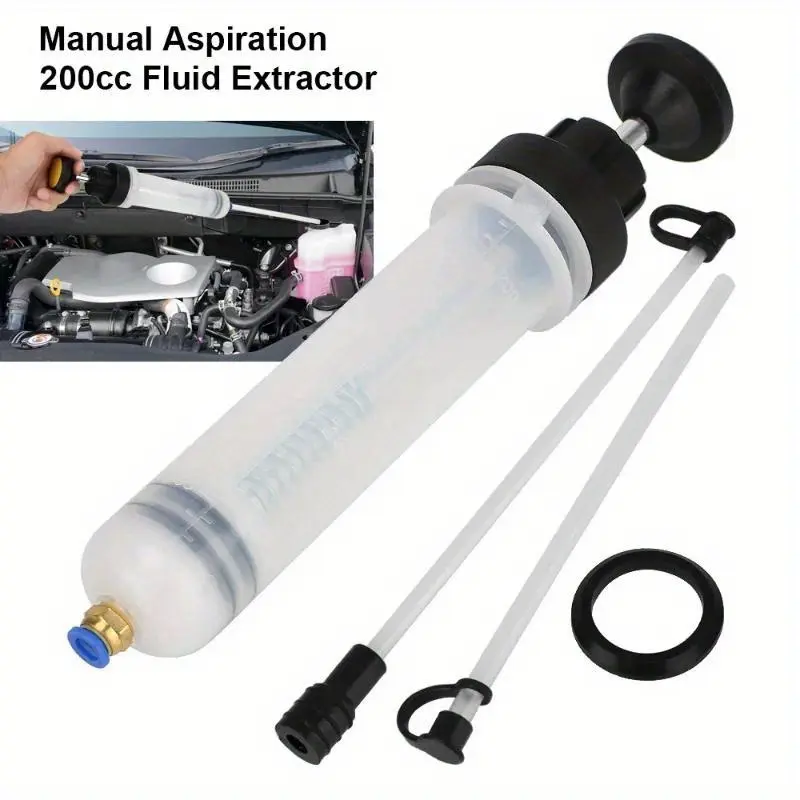 200cc Solid Fluid Extractor Pump Kit, Automotive Repair Tool for Cars, Motor Bikes, ATV/Boat/Farm Equipment - Oil Change, Brake Bleeder, Filling Syringe Bottle Universal Vehicle Maintenance Accessory, Boats