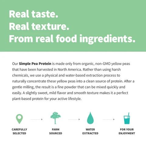 Sprout Living Simple Pea Protein Organic Unflavored Plant-Based Powder 20g Protein Per Serving Hypoallergenic Low FODMAP Keto Paleo Friendly US