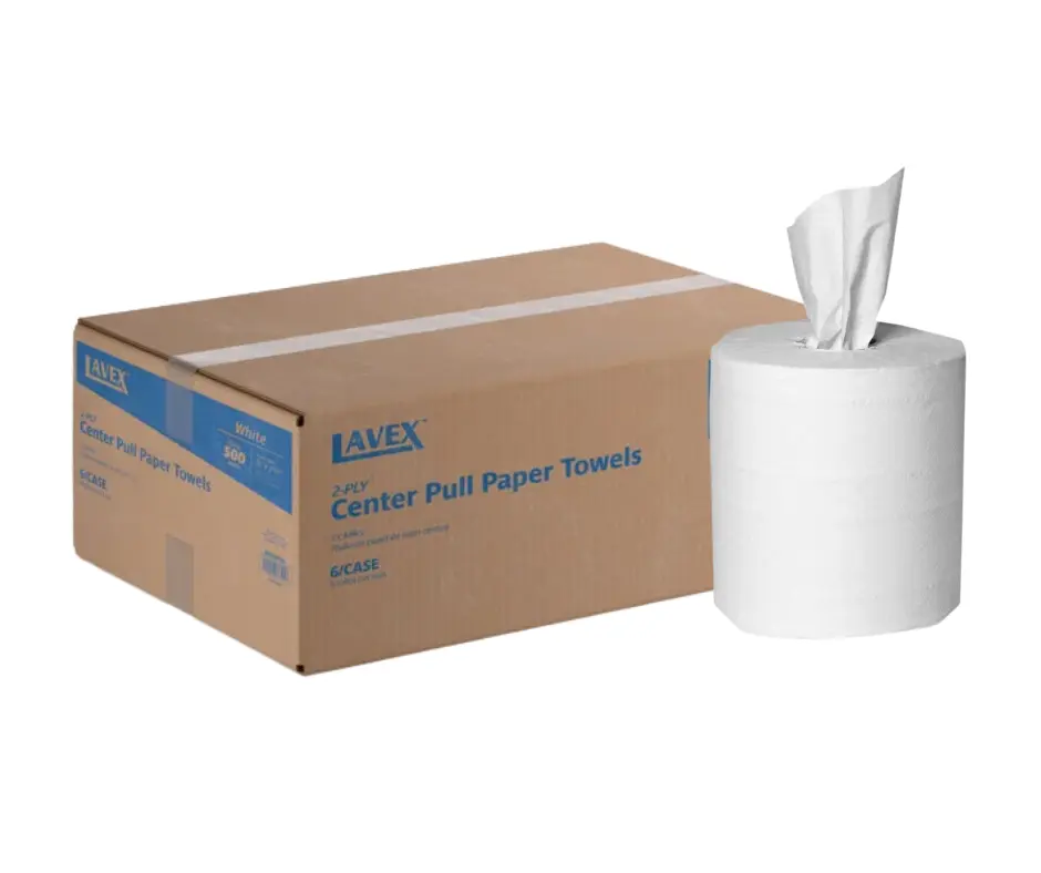 2-Ply White Center Pull Economy Paper Towel Roll, 500 Sheets / Roll - 6/Case