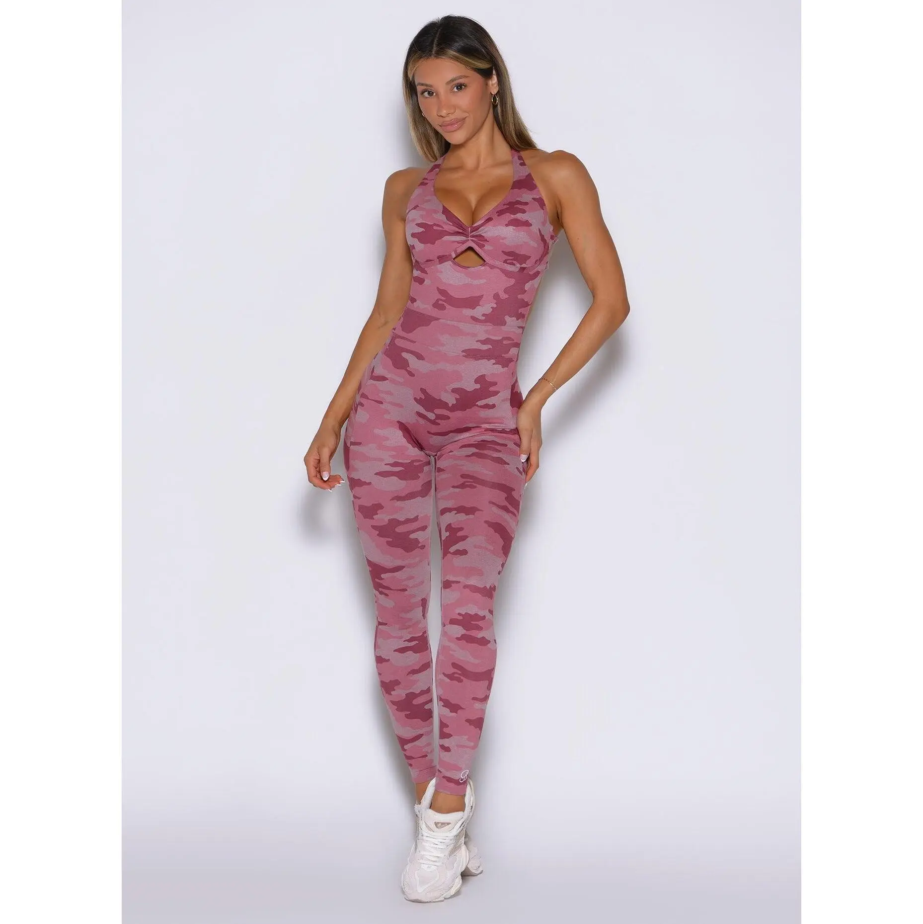 Women's Camo Bombshell Bodysuit, Athletic Training Apparel, Activewear Clothing with Built-In Bra