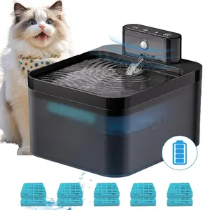 Automatic Cat Water Fountain with 4/10 Filters, 2.2L/75oz Battery Powered Pet Fountain, Automatic Water Feeder, Motion Sensor, Wireless Silent Design for Dogs & Cats