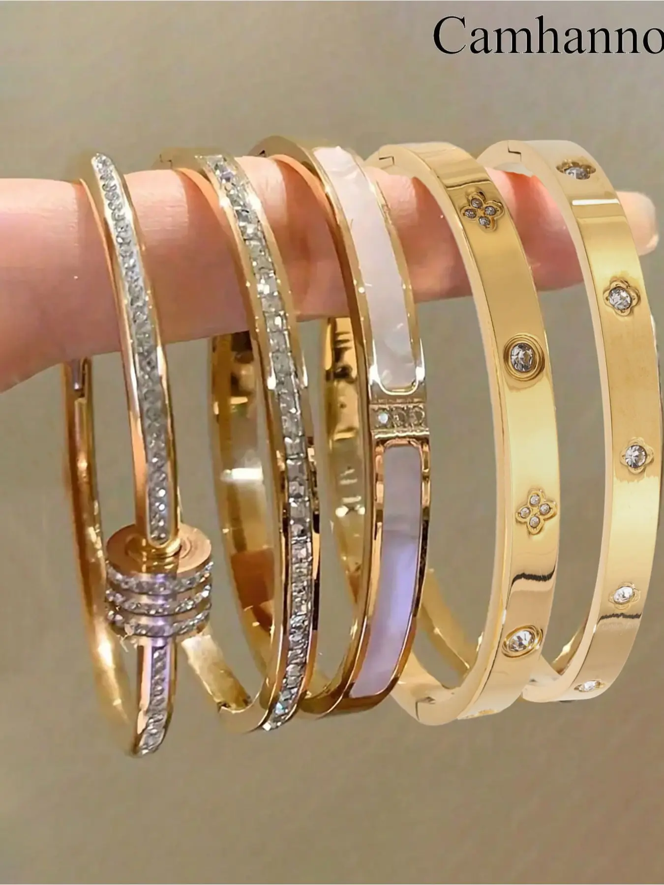 5-piece Fashion Classic 304 Stainless Steel Bracelet Set, Perfect for Slim Wrist with Exquisite Accessories, Unisex Fashion Essentials for Daily Wear, Travel, and Parties