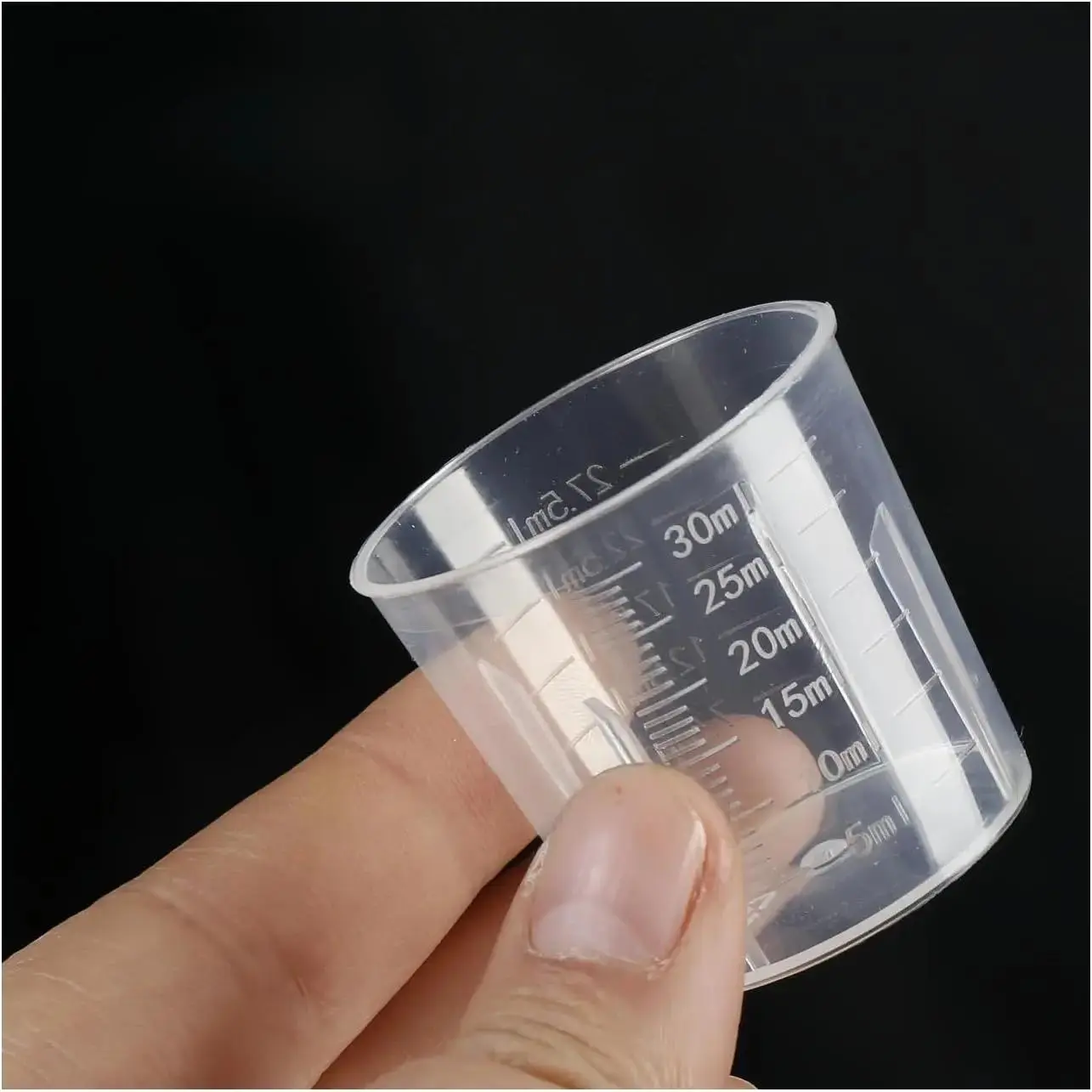 Liquid Measuring Cups (10-Pack) - Mini Plastic Graduated Beakers for Kitchen, Lab, Crafts, Resin - Clear Dual Scale, Accurate, Stackable