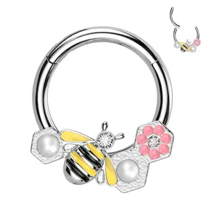 Surgical Steel Bee Septum Ring - 10125