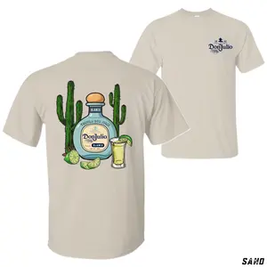 Don Julio Tequila T-Shirt - Fun Cactus and Shot Glass Graphic with Lime, Casual Short Sleeve, Cotton, Machine Washable, Classic Design, tiktok shop,  Menswear Top Embroidered Green