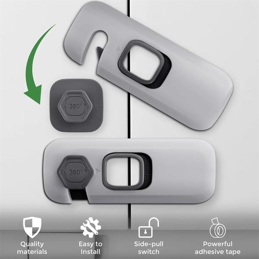 Upgraded 5-Pack Childproof Locks, refrigerator locks, cabinet locks, oven locks—safety locks for fridge, drawers, dishwasher, oven, cupboards, closets. Self-adhesive, no tools needed. Home essentials; prevents hands from getting caught.