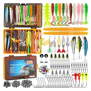 Fishing Lures Kit 137PCS Tackle Box with Crankbaits Hooks Weights Spoon Baits Fishing Gear Set for Bass Freshwater