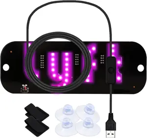 LED Light for Car, LED Sign for Car Windshield, Taxi Sign Decal with Suction Cups and Hook and Loop Cable Ties USB Plug, Trucks, SUV (Pink)