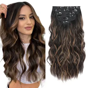 Clip-In Hair Extensions – Long Wavy Synthetic Hair | Invisible Volume Booster, Natural-Looking Hairpiece for Women kit pack