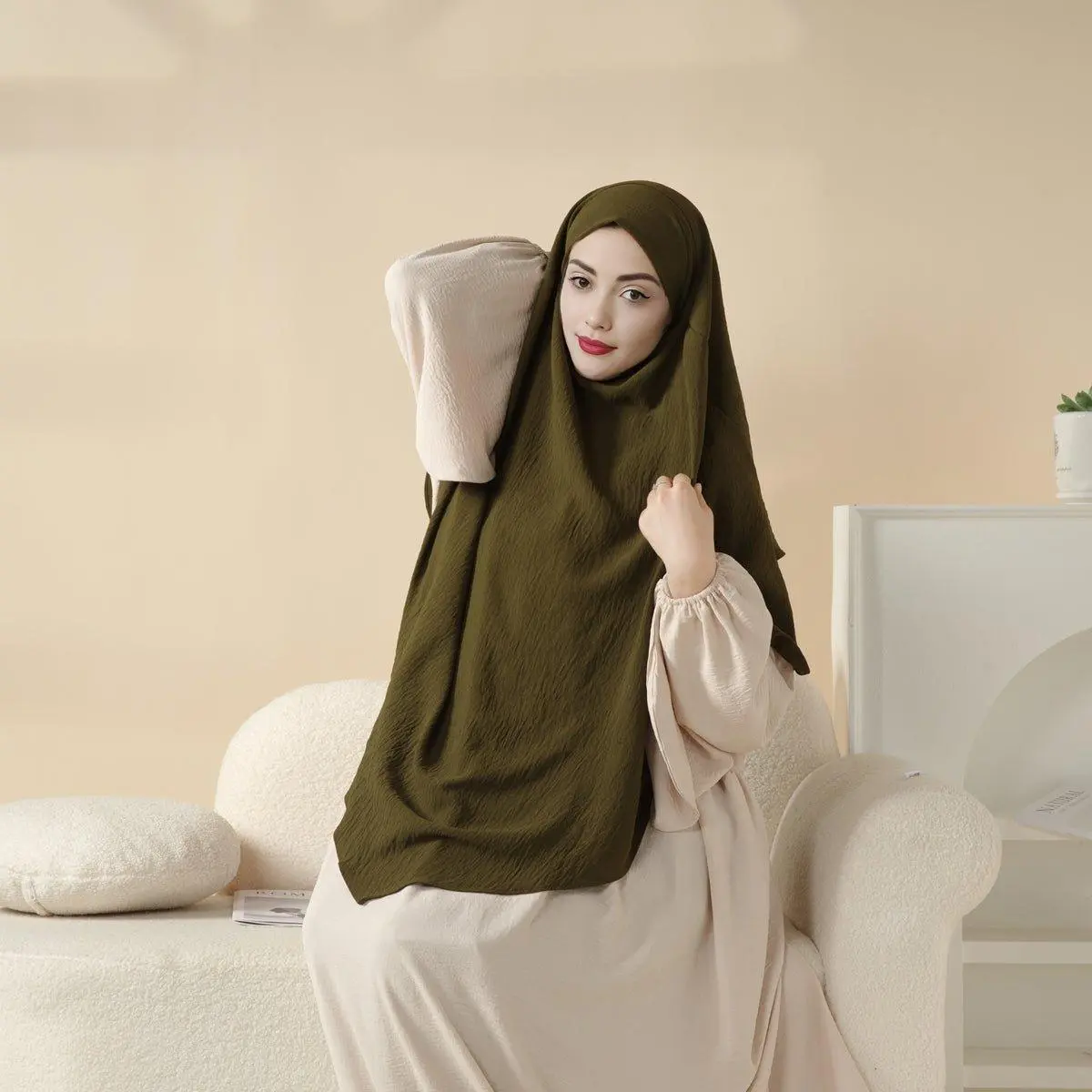 Soft Heavy Crepe Khimar | Two-Layer Breathable Hijab for Modest Women | MK010