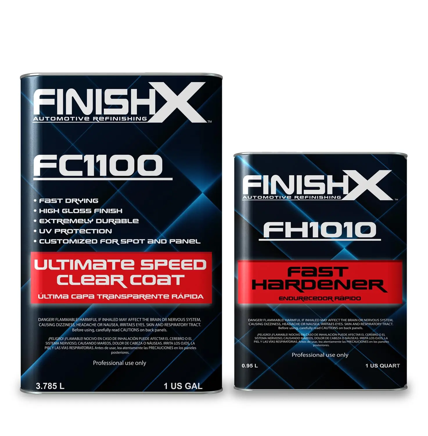 FinishX FC1100-1 Gallon Ultimate Speed Clear Coat & FH1010-1 Quart Fast Activator/Hardener Kit for High-Gloss UV Protection