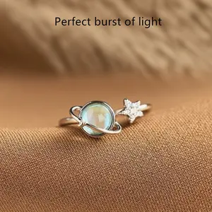 To My Daughter Gift Star & Moon Rotatable Ring for Stress Relief Fidget Ring for Anxiety Relief Perfect Burst of Light Adjustable Opening Calming Fidget Tool