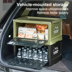 Foldable Car Trunk Storage Box – Multi-Layer Thick Organizer with Lid, Durable Portable Plastic for Home, Camping, Picnic, Travel & Car Organization, Sturdy Automotive Gear, Camping Tools, Camping Equipment