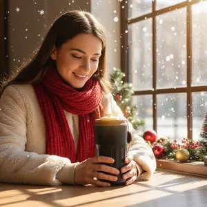 Stainless Steel 15.5oz Insulated Coffee Mug with LED Temperature Display - BPA-Free Hand-Wash Only Reusable Travel Cup for Hot & Cold Beverages - Gift Idea for Christmas