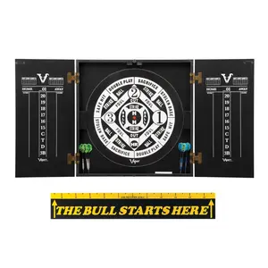 Viper 40-1204 Hideaway Cabinet with Coiled Paper Dartboard & The Bull Starts Here Throw Line Marker, Black