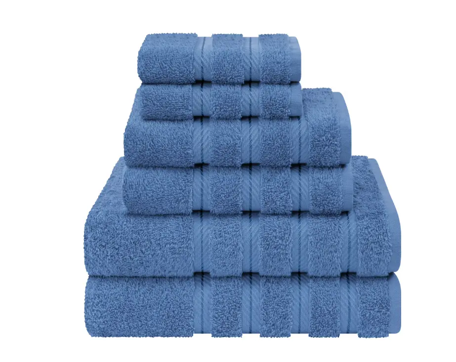 Turkish 6 Piece Towel Set 100% Cotton Premium Soft Electric Blue Bath Hand Washcloths OEKO-TEX Certified Quick Dry Absorbent