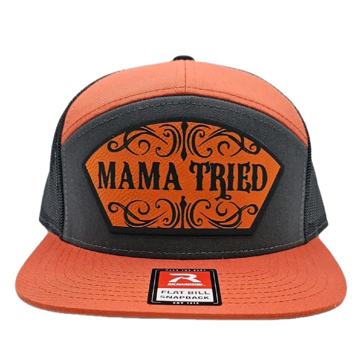 Mama Tried, Funny, western style hat, mom, dad and kids.  Richardson 168 Flat Bill Snapback