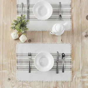Grain Sack Stripe Grey Placemats