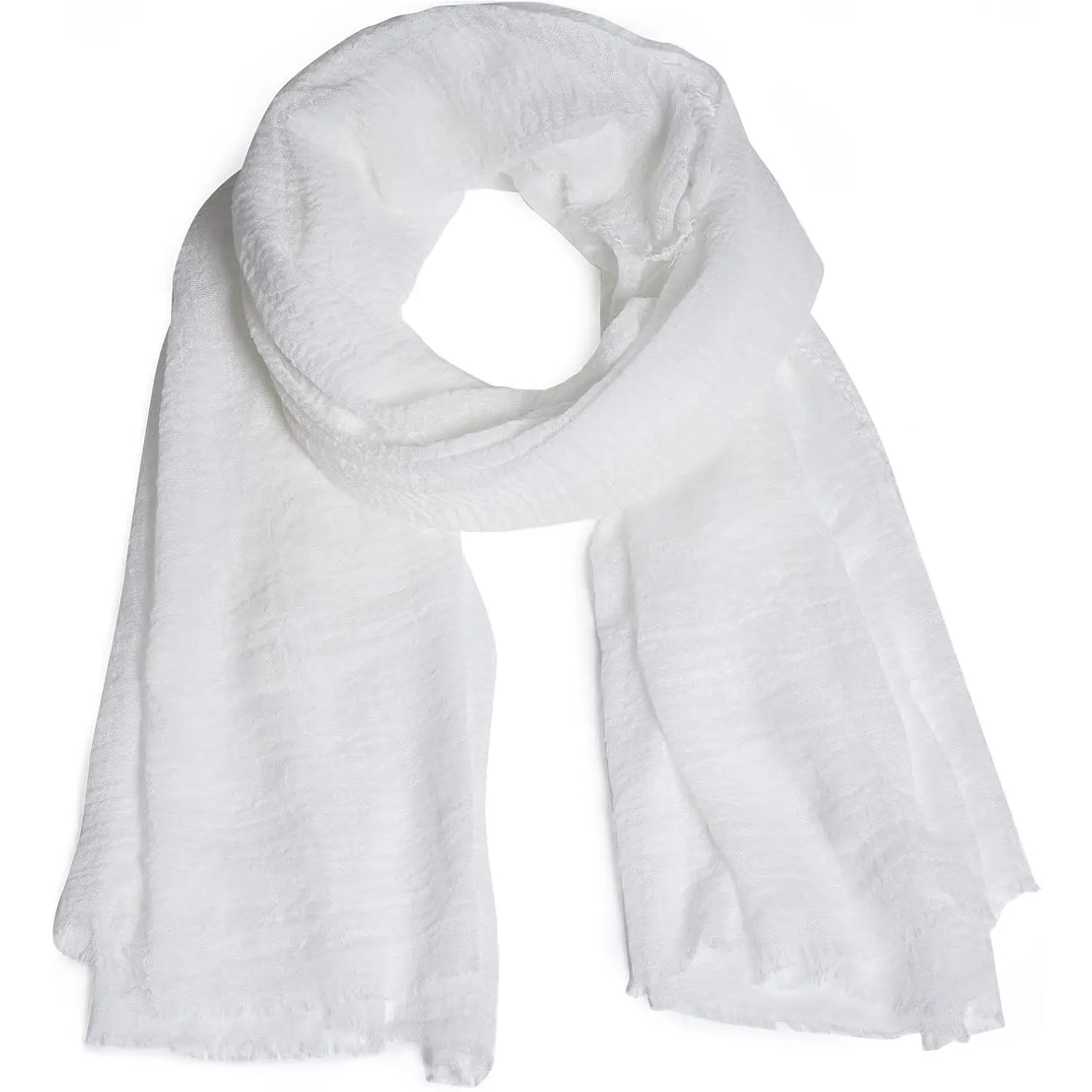Women Summer Cotton Blend Crinkle  Soft Long Scarf Linen Beach Shawl Wrap