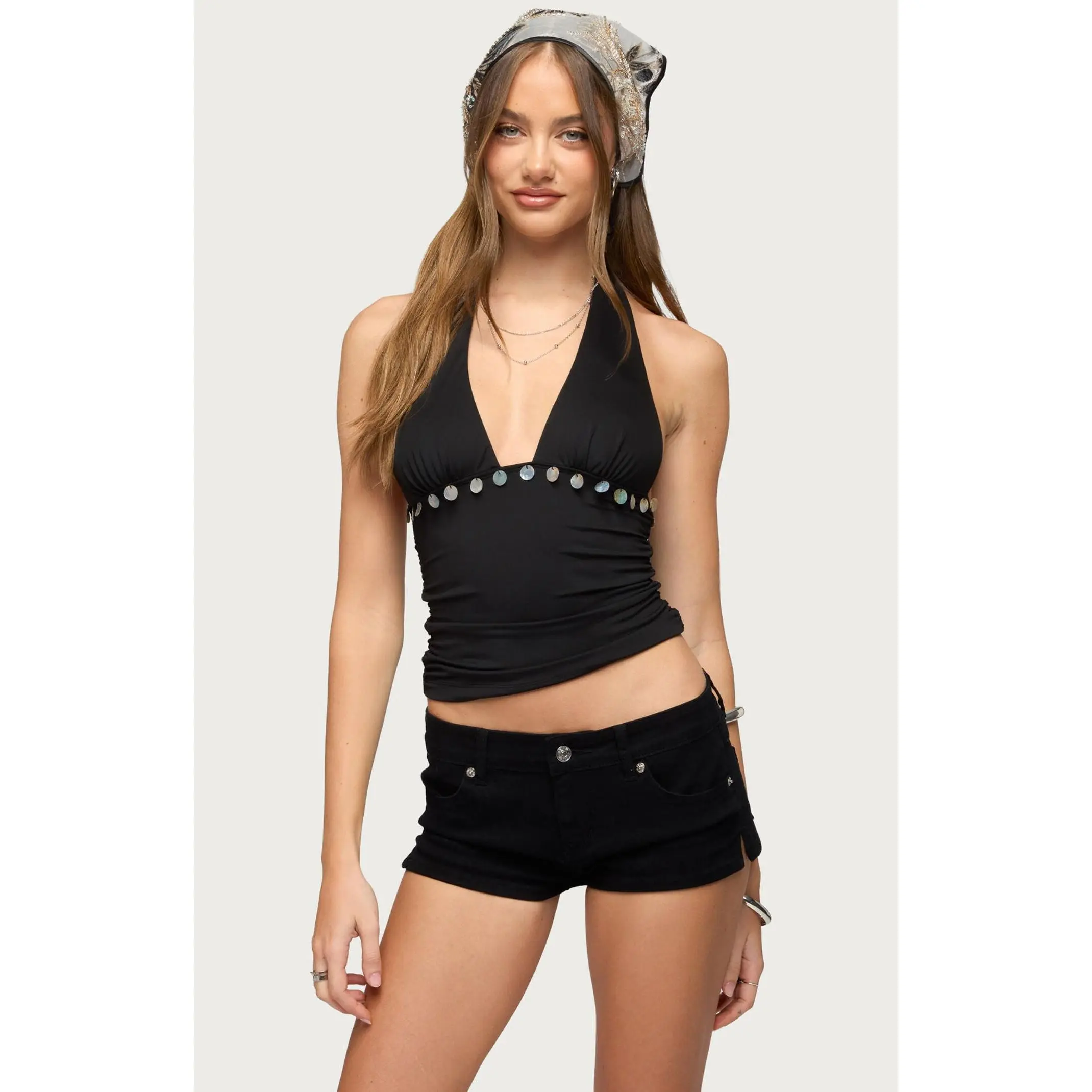 Edikted Women's Ronya Iridescent Halter Top