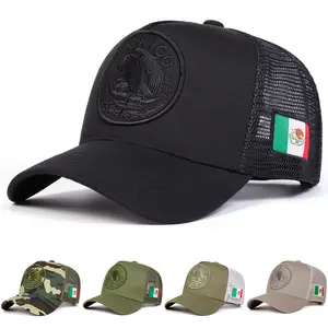 Unisex Mexico Flag Embroidered Baseball Cap Adjustable Mesh Hat Breathable Sun Protection Outdoor Hat