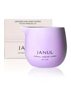 JANUL Luxury Massage Candle with Jasmine Sweet Pea & Lily of the Valley – 6oz Natural Soy Wax with Shea & Cocoa Butter – Built-In Spout for Easy Pouring – Body-Safe & Toxin-Free – Perfect Relaxation Gift – Wax Play Candles