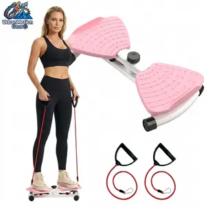 Ab Board Waist Twist Machine with Loop Resistance Bands - Silent Core Workout Equipment for Women and Men, 300 LBS Capacity, Non-Slip, Portable Home Fitness Gear Twisting Trainer