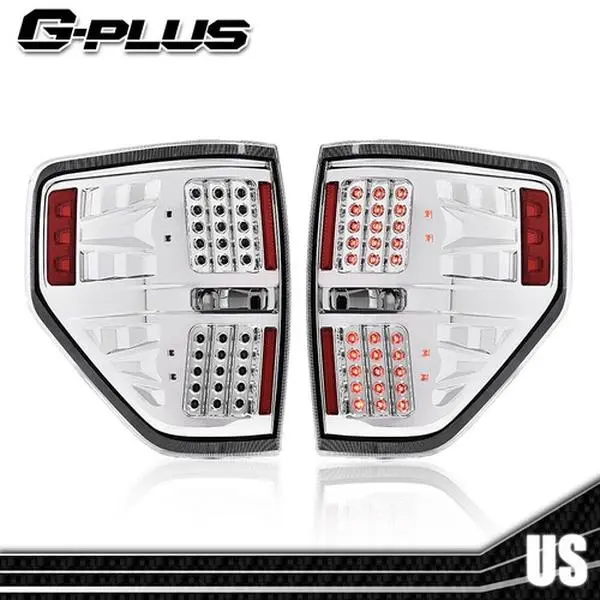 G-PLUS Clear/Chrome LED Rear Taillights - Car Brake/Light, Turn Signals, Assemblies & Components for 09-2014 Ford F-150 Pickup Automotive Lighting Upgrade Accessory