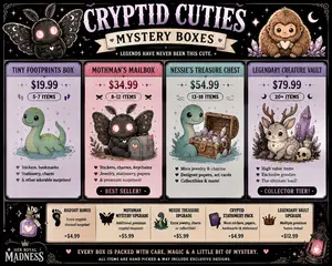 👻 Cryptid Cuties Mystery Box | Mothman, Bigfoot, Nessie & Cryptid Gifts