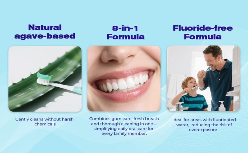 OCCOTAPS Agave Natural Herbal Toothpaste | Blue Agave Extract | Whitens Teeth & Strengthens Enamel |Fluoride-Free Sensitive Teeth | Probiotics + Mint | With Niacinamide